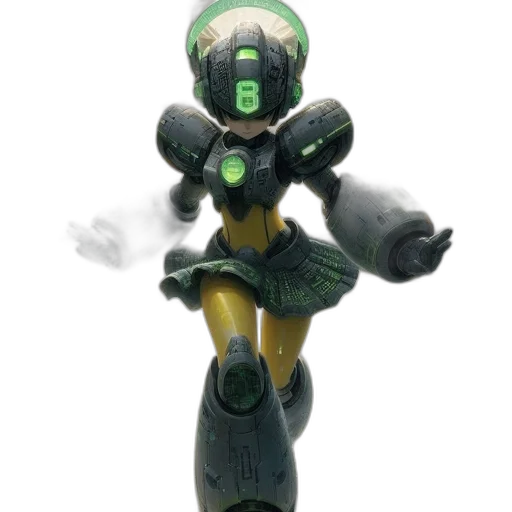 robot, weapon, staff, concept art, 3d render, fantasy art, comic book art, green transparent PNG cut-out