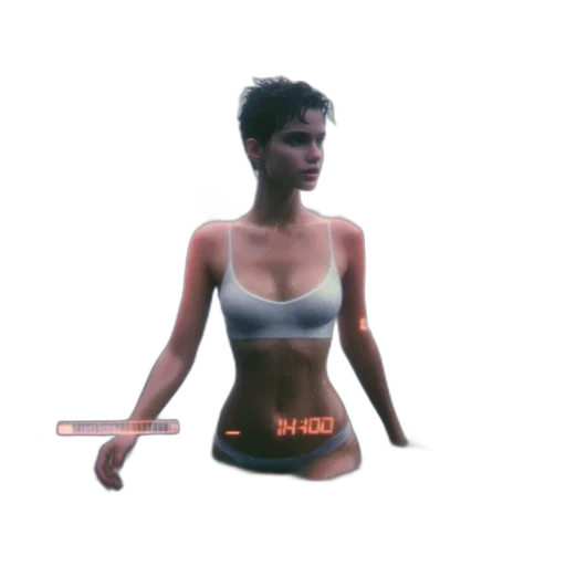 staff, weapon, 3d render, concept art, pixel art, cyberpunk, woman, white transparent PNG cut-out