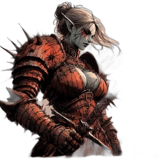 dragon, concept art, fantasy art, comic book art, pixel art, red, female, warrior transparent PNG cut-out