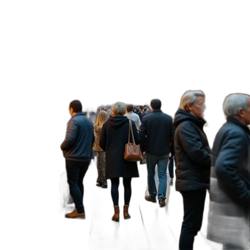 staff, 3d render, photorealistic, city street, bustling, indoor, market, scene transparent PNG cut-out