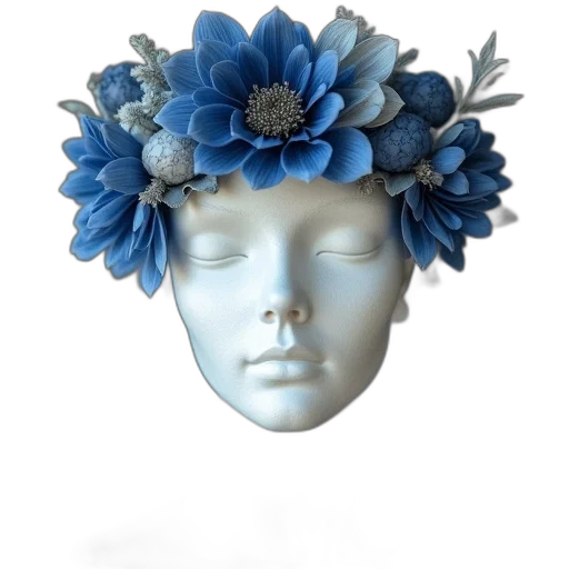 crown, hat, jewelry, photorealistic, 3d render, blue, close, mannequin transparent PNG cut-out