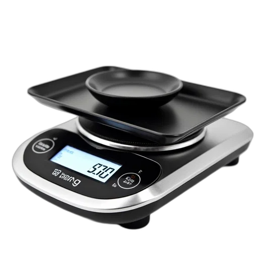 digital, kitchen, scale, black, silver, design, featuring, display transparent PNG cut-out