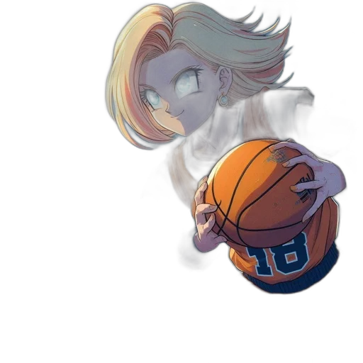hair, cartoon, concept art, pixel art, anime, animated, female, basketball transparent PNG cut-out