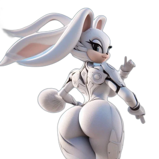 robot, animal, concept art, 3d render, cartoon, comic book art, anthropomorphic, rabbit-like transparent PNG cut-out