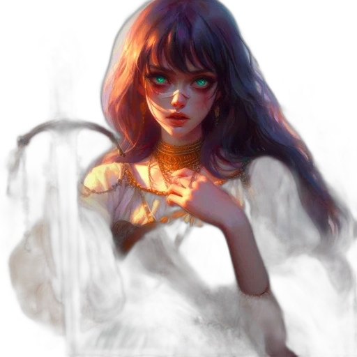face, dress, creature, mask, fantasy art, concept art, photorealistic, watercolor transparent PNG cut-out
