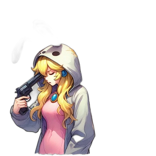 weapon, jacket, staff, hat, pixel art, anime, vaporwave, concept art transparent PNG cut-out