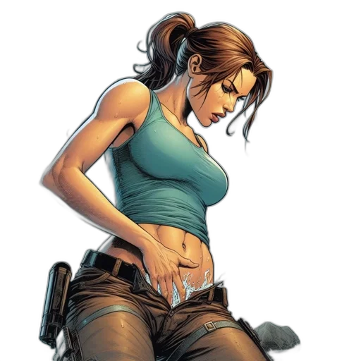 weapon, comic book art, concept art, cyberpunk, pixel art, earth tones, animated, female transparent PNG cut-out