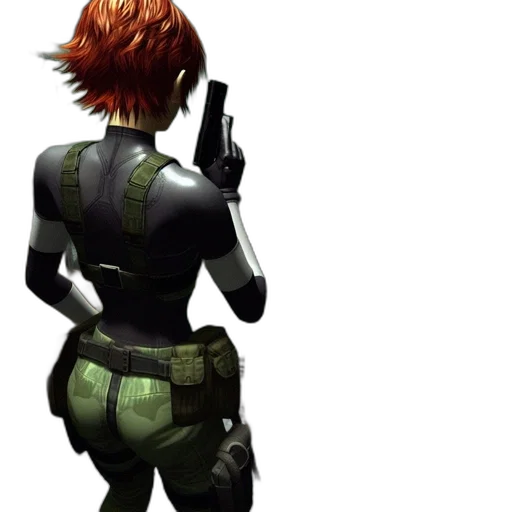 weapon, jacket, staff, concept art, cyberpunk, 3d render, comic book art, green transparent PNG cut-out