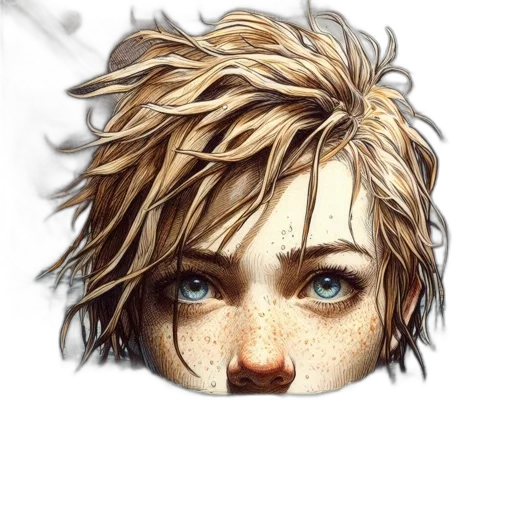 face, hair, mask, photorealistic, concept art, fantasy art, pixel art, earth tones transparent PNG cut-out