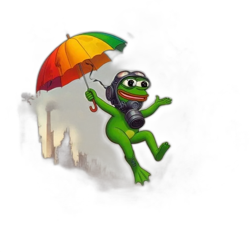 umbrella, concept art, 3d render, pixel art, photorealistic, rain, animated, frog transparent PNG cut-out