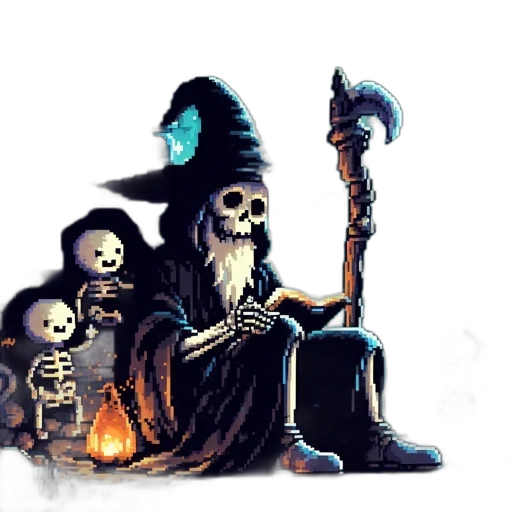 staff, concept art, fantasy art, pixel art, comic book art, fire, fog, dark transparent PNG cut-out