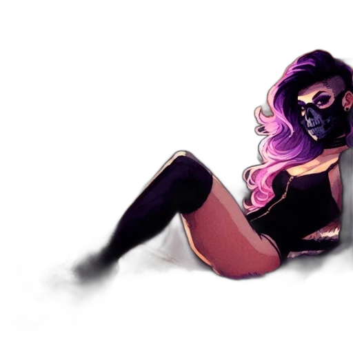 mask, concept art, comic book art, watercolor, cyberpunk, neon lights, outer space, dark transparent PNG cut-out