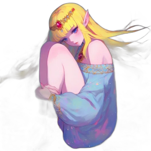 dress, face, creature, crown, pixel art, concept art, anime, vaporwave transparent PNG cut-out