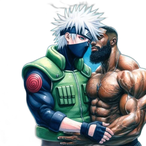 mask, concept art, comic book art, anime, fantasy art, two, characters, one transparent PNG cut-out