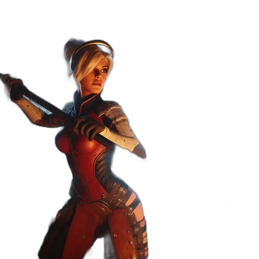 weapon, staff, robot, jacket, concept art, cyberpunk, 3d render, fantasy art transparent PNG cut-out