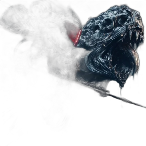 dragon, mask, creature, hair, concept art, photorealistic, fantasy art, fog transparent PNG cut-out