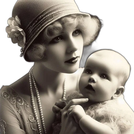 hat, jewelry, photorealistic, 1920s, 30s-era, woman, holds, her transparent PNG cut-out