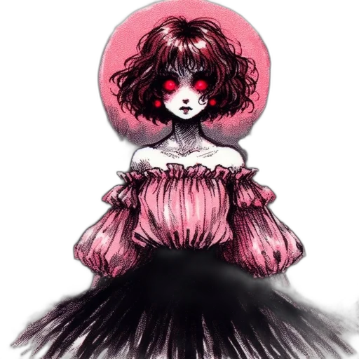 dress, creature, hair, mask transparent PNG cut-out
