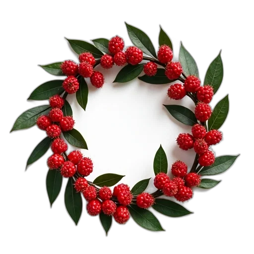 crown, jewelry, close-up, wreath, made, red, berries, green transparent PNG cut-out
