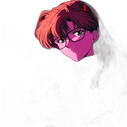 mask, creature, face, hair, vaporwave, anime, concept art, watercolor transparent PNG cut-out
