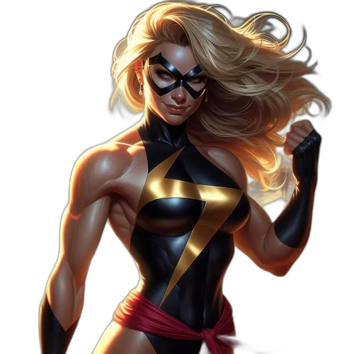 comic book art, concept art, cartoon, fantasy art, female, superhero, blonde, hair transparent PNG cut-out
