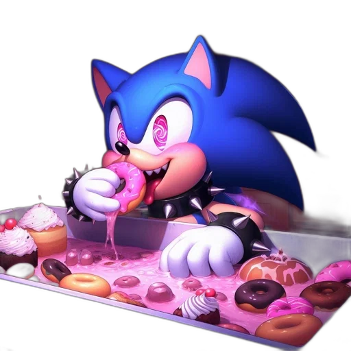 food, animal, 3d render, concept art, vaporwave, pixel art, sonic, hedgehog transparent PNG cut-out