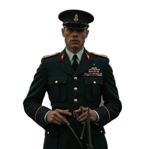 staff, jacket, weapon, hat transparent PNG cut-out