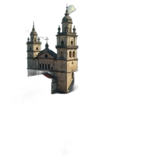 building, umbrella, staff, crown, 3d render, concept art, pixel art, photorealistic transparent PNG cut-out