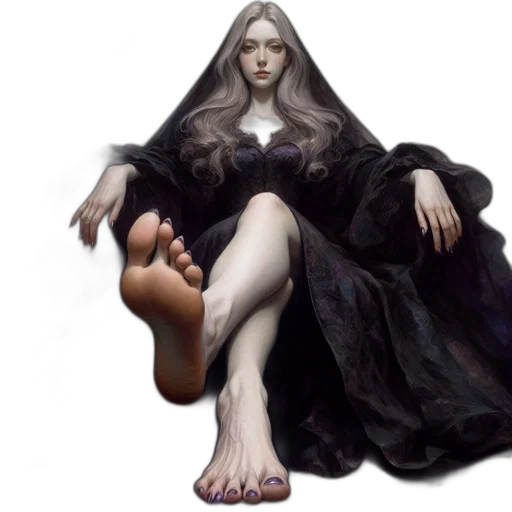shoes, dress, creature, concept art, fantasy art, photorealistic, oil painting, dark transparent PNG cut-out