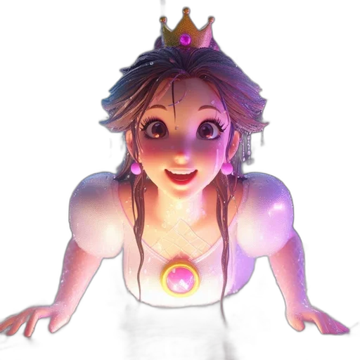 crown, dress, jewelry, staff, concept art, 3d render, fantasy art, watercolor transparent PNG cut-out