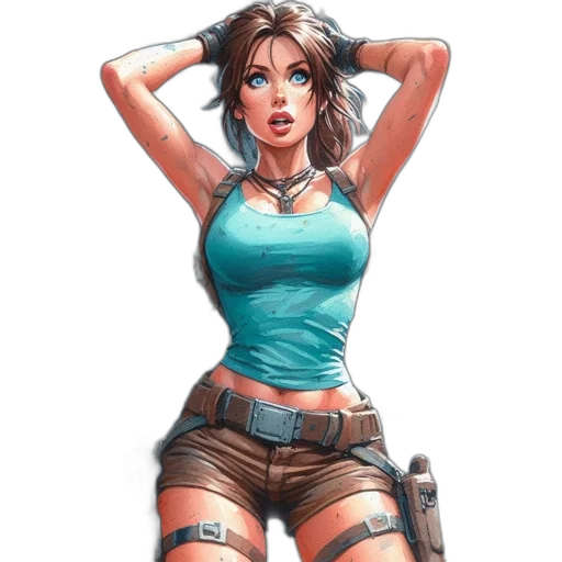 weapon, comic book art, concept art, fantasy art, cyberpunk, animated, female, character transparent PNG cut-out