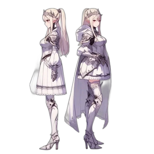 dress, staff, concept art, fantasy art, pixel art, anime, monochrome, pastel transparent PNG cut-out
