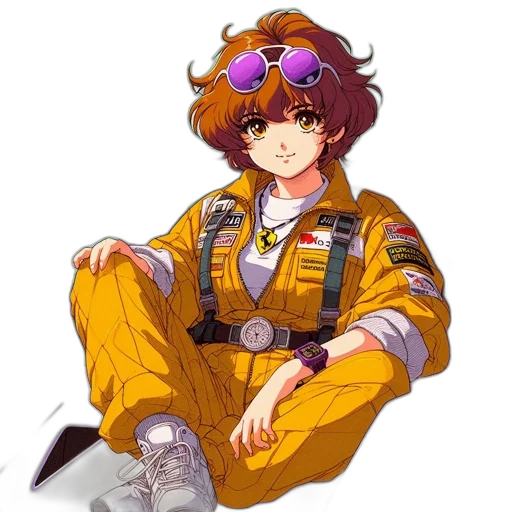 jacket, staff, weapon, vaporwave, anime, concept art, pixel art, outer space transparent PNG cut-out
