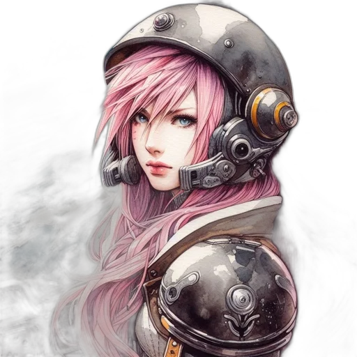 face, robot, weapon, sword, fantasy art, concept art, cyberpunk, photorealistic transparent PNG cut-out