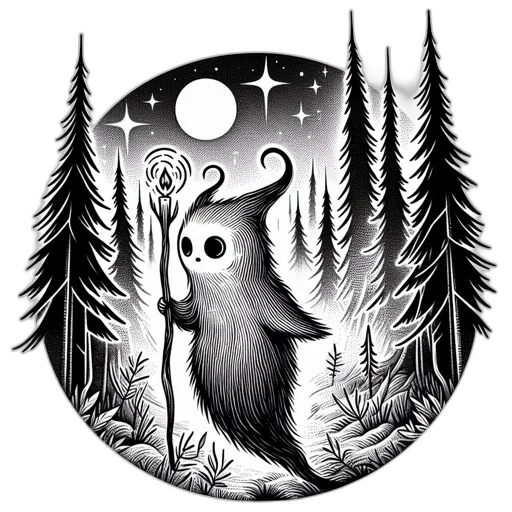 creature, staff, animal, fantasy art, concept art, pixel art, cartoon, forest transparent PNG cut-out