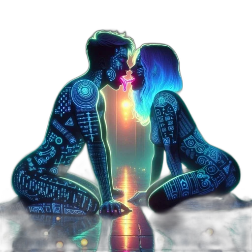 robot, jewelry, cyberpunk, concept art, pixel art, fantasy art, neon lights, outer space transparent PNG cut-out