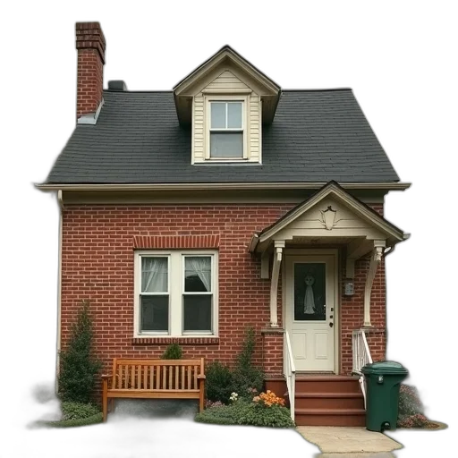 building, furniture, 3d render, photorealistic, vintage, photograph, small, two-story transparent PNG cut-out