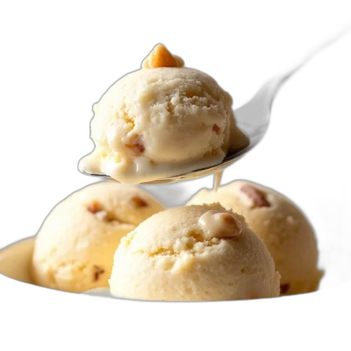 food, 3d render, close-up, image, spoon, scooping, vanilla, ice transparent PNG cut-out