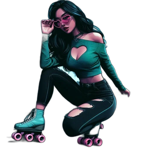 concept art, comic book art, fantasy art, cartoon, green, neon, young, woman transparent PNG cut-out