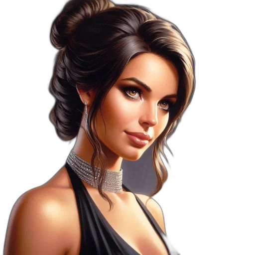 face, dress, jewelry, staff, fantasy art, photorealistic, comic book art, concept art transparent PNG cut-out