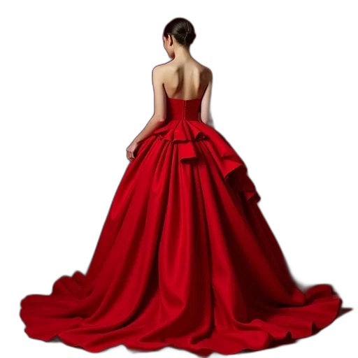 dress, photorealistic, concept art, pixel art, 3d render, red, gown, balmain transparent PNG cut-out