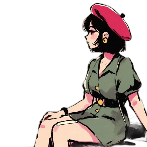 hat, dress, staff, weapon, concept art, comic book art, cartoon, pixel art transparent PNG cut-out