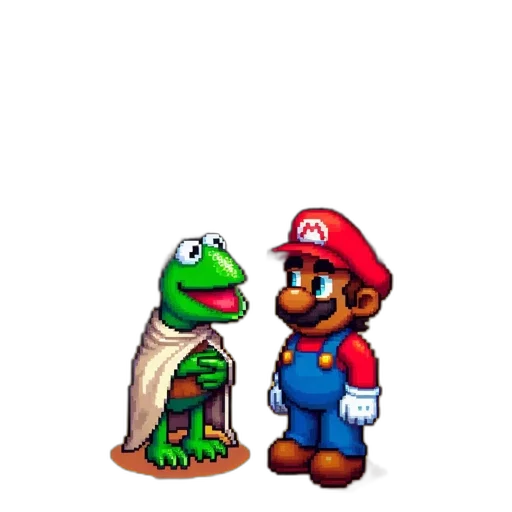 animal, hat, pixel art, concept art, 3d render, cartoon, green, kermit transparent PNG cut-out
