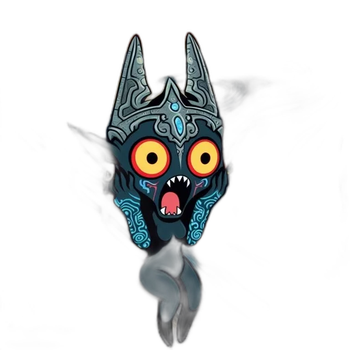 mask, staff, creature, dragon, 3d render, concept art, fantasy art, pixel art transparent PNG cut-out