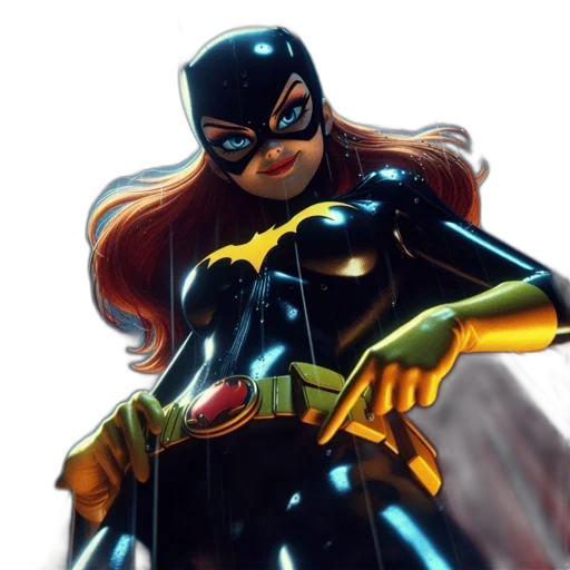 comic book art, concept art, 3d render, cartoon, image, depicts, batgirl, dynamic transparent PNG cut-out