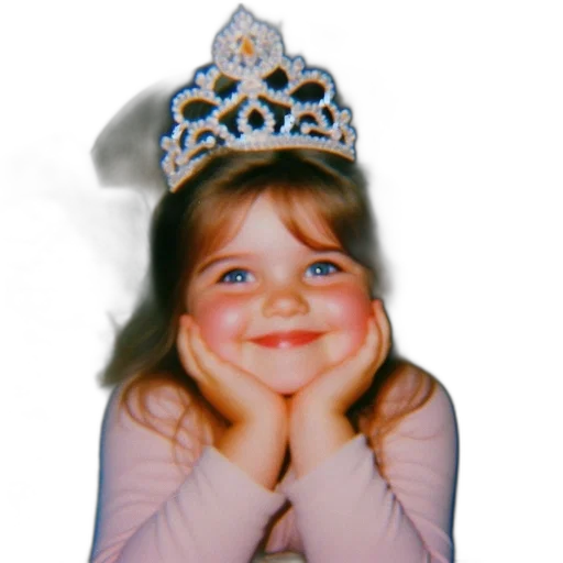 crown, face, hat, jewelry, photorealistic, young, girl, sits transparent PNG cut-out