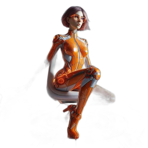 robot, staff, dress, concept art, comic book art, 3d render, fantasy art, outer space transparent PNG cut-out