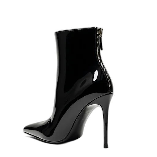 shoes, glossy, black, high-heeled, shoe, pointed, toe, sleek transparent PNG cut-out