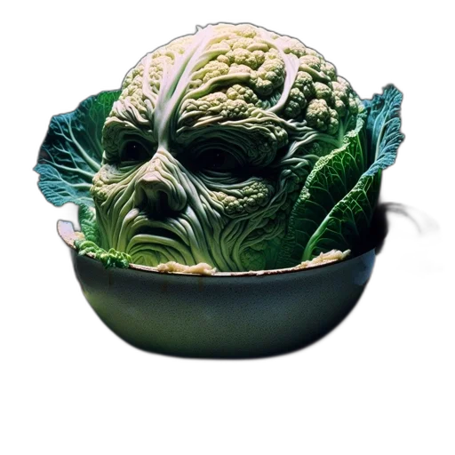 food, mask, creature, face, 3d render, photorealistic, concept art, outer space transparent PNG cut-out