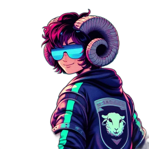 jacket, robot, mask, creature, cyberpunk, pixel art, vaporwave, concept art transparent PNG cut-out